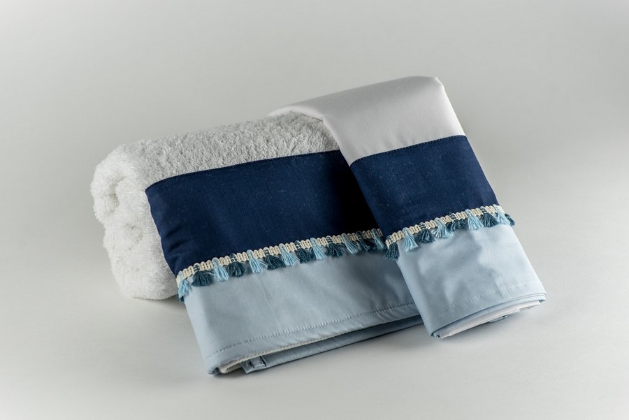 Λαδόπανα βάπτισης αγόρι Μ56 Μπλε Γαλάζιο με Φούντες