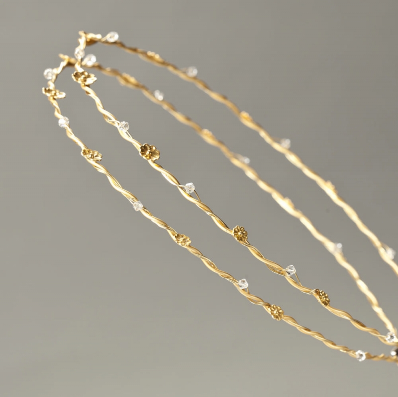 Στέφανα Γάμου Επάργυρα επιχρυσωμένα Swarovski Αδαμαντία s287