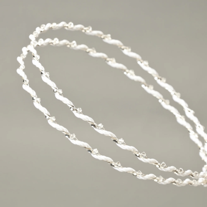 Στέφανα Γάμου Επάργυρα με κορδόνι και Swarovski s243