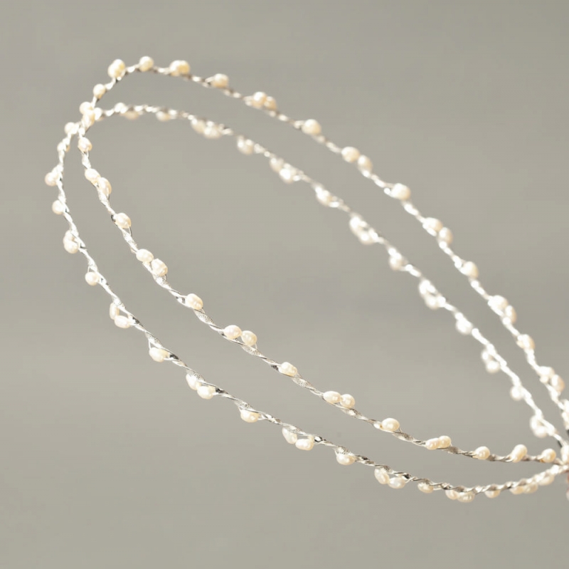 Στέφανα Γάμου Επάργυρα με μαργαριτάρια Πάρις s216