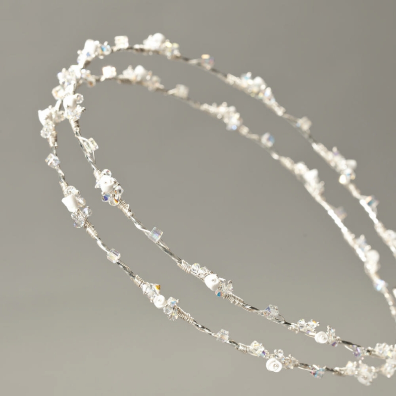 Στέφανα Γάμου Επάργυρα με πορσελάνη και swarovski s271