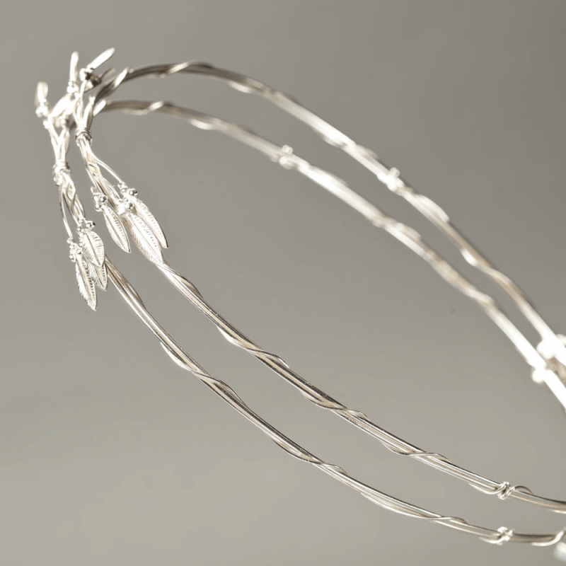 Στέφανα Γάμου Επάργυρα φύλλα ελιάς Αλκιόνη s171