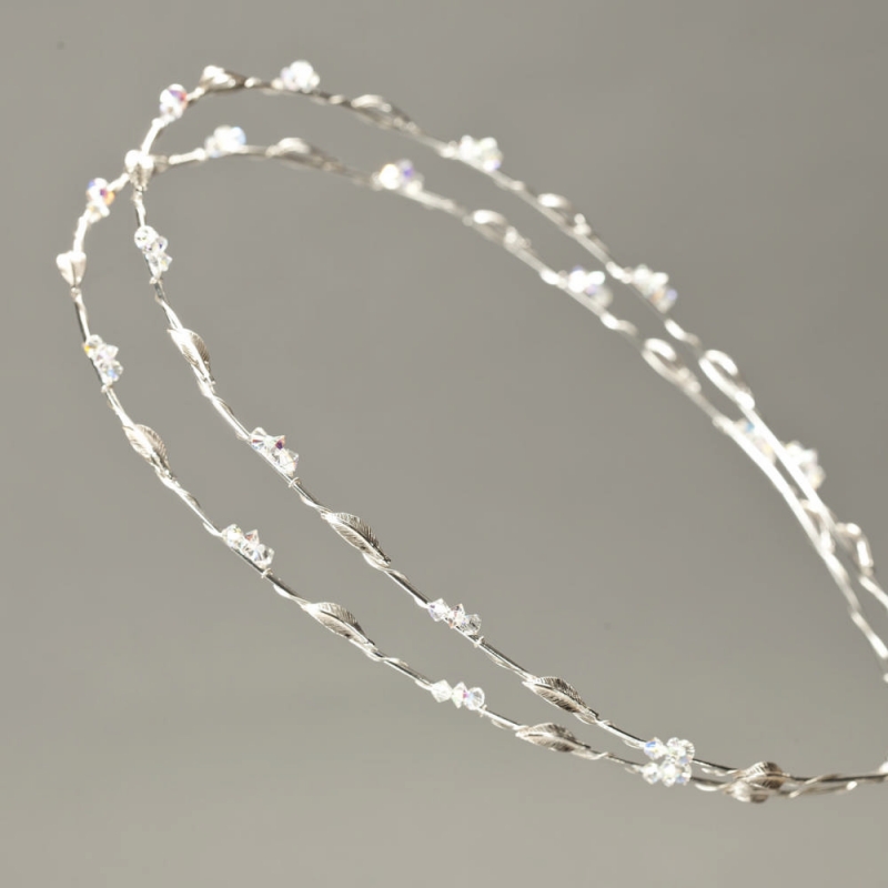 Στέφανα Γάμου Κλασσικά Επάργυρα με φύλλα Αρετή s258