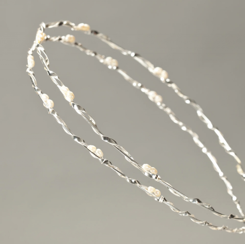 Στέφανα γάμου Επάργυρα Μαργαριτάρια Ειρήνη s134