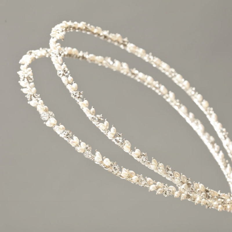 Στέφανα γάμου Επάργυρα Swarovski μαργαριτάρια s244