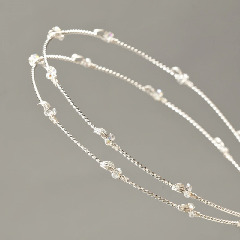 Στέφανα γάμου Επάργυρα με μικρά φύλλα s152