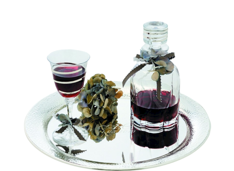 Σετ Γάμου 3τμχ Καράφα, Ποτήρι, Δίσκος Επάργυρο Σφυρήλατο Αμαρυλλίς WS10022