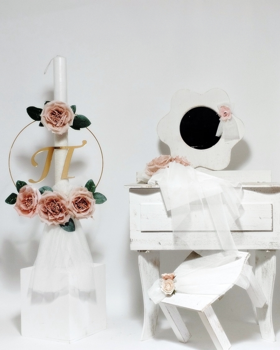 Βαπτιστικό Σετ Λουλούδια με Μπουντουάρ KK-003135