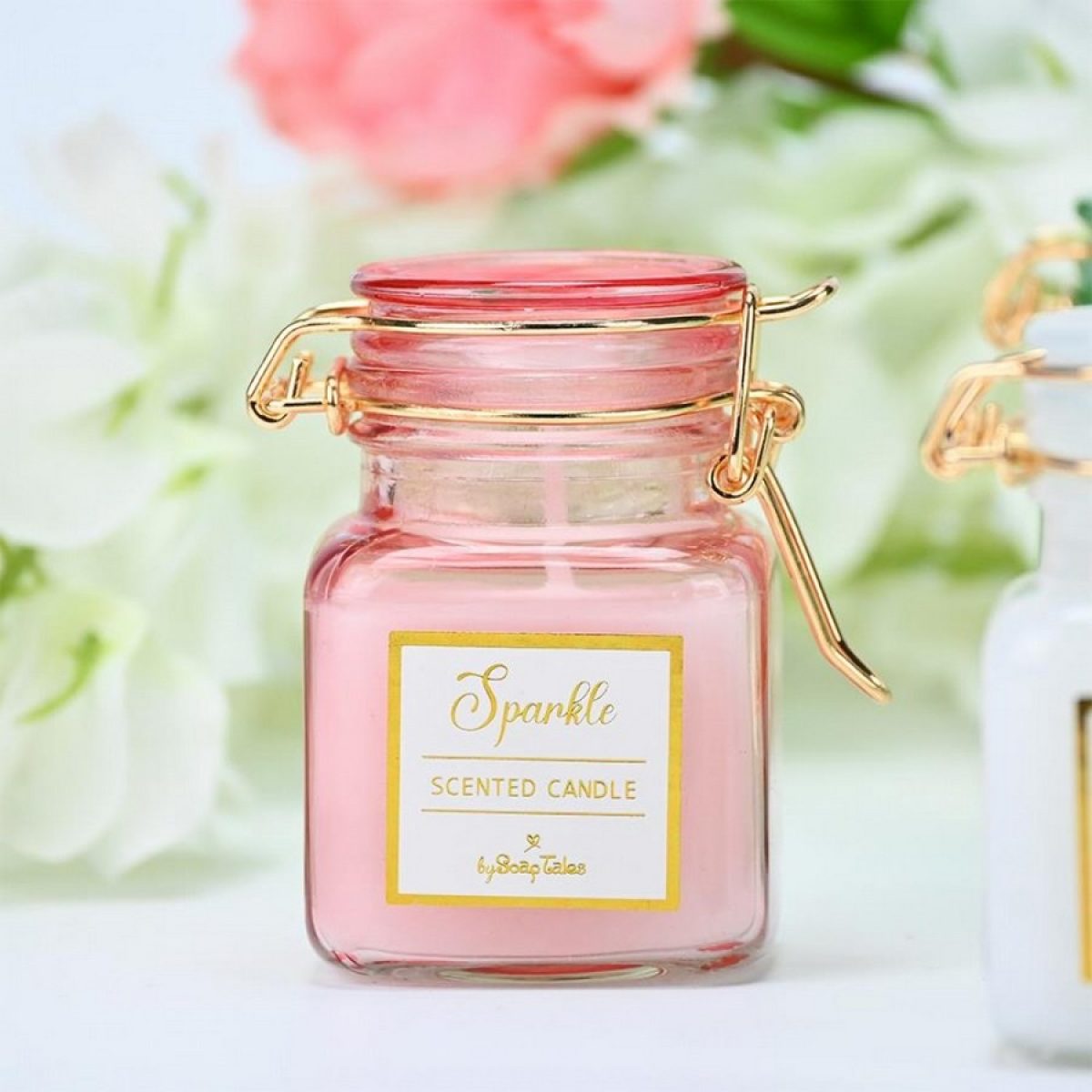 Μπομπονιέρα Αρωματικό κερί ροζ strawberry 5.3x8cm 80gr ST00712