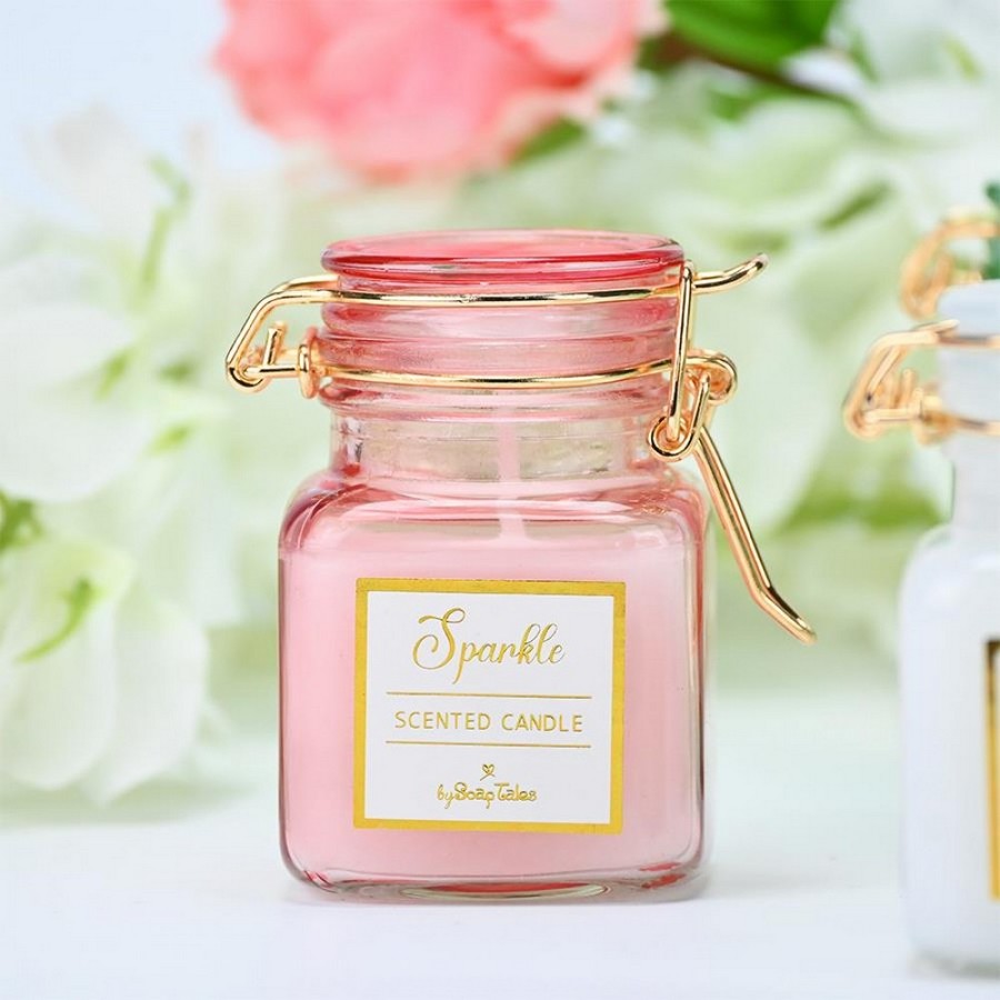 Μπομπονιέρα Αρωματικό κερί ροζ strawberry 5.3x8cm 80gr ST00712