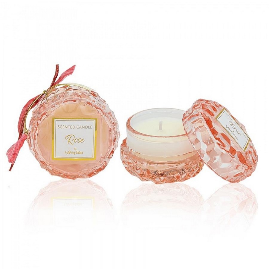 Μπομπονιέρα Αρωματικό κερί στρογγυλό ροζ απαλό με άρωμα Rose 50gr. ST00624