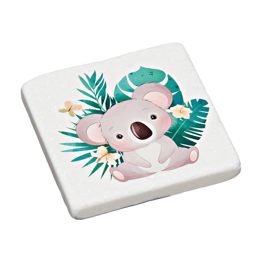 Μπομπονιέρα Βάπτισης Σουβέρ Μάρμαρο με εκτύπωση 9x9x1cm Κοάλα