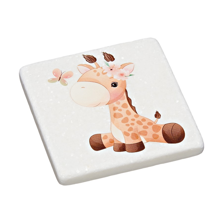 Μπομπονιέρα Βάπτισης Σουβέρ Μάρμαρο με εκτύπωση 9x9x1cm Καμηλοπάρδαλη