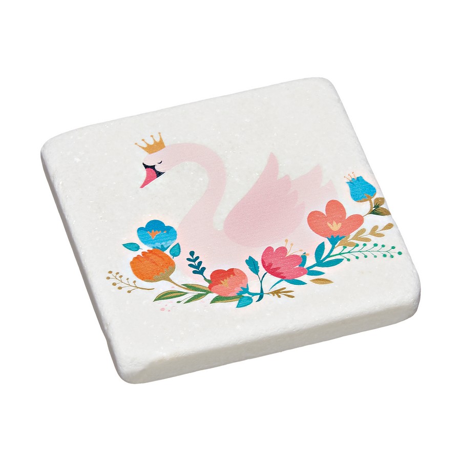 2021 ADOREX 1036 Μπομπονιέρα Βάπτισης Σουβέρ Μάρμαρο με εκτύπωση 9x9x1cm Κύκνος - Image 1