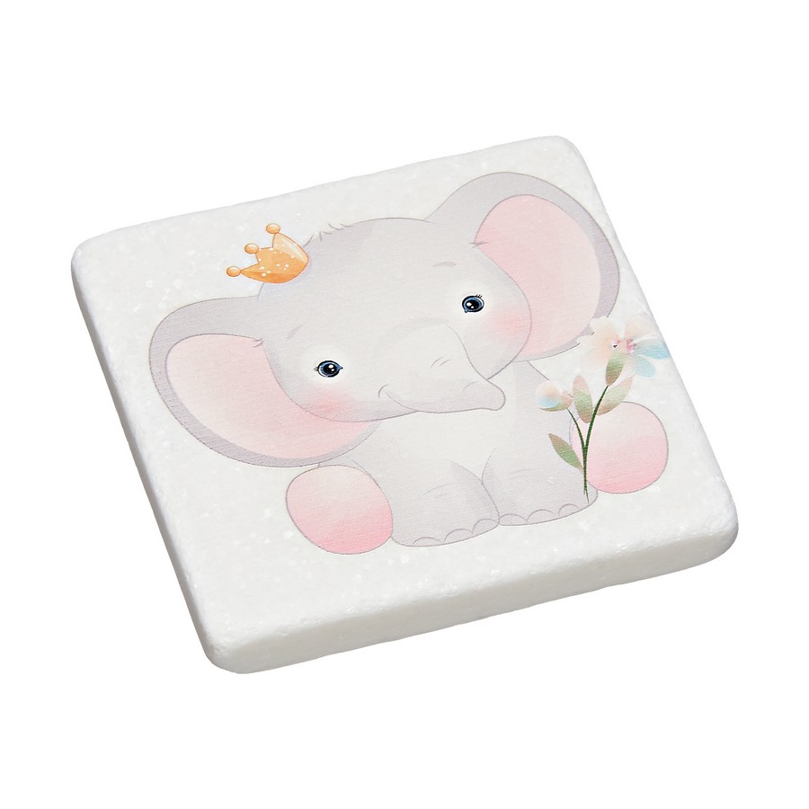 Μπομπονιέρα Βάπτισης Σουβέρ Μάρμαρο με εκτύπωση 9x9x1cm Ελέφαντας