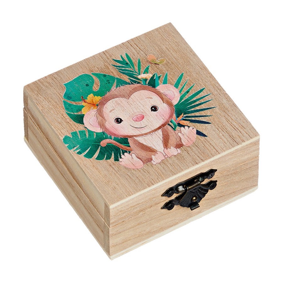 Μπομπονιέρα Βάπτισης Κουτάκι με Εκτύπωση 8x8x4cm Μαϊμού