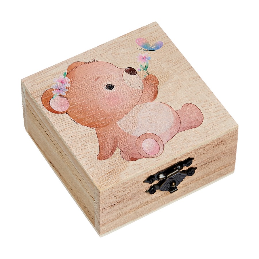 Μπομπονιέρα Βάπτισης Κουτάκι με Εκτύπωση 8x8x4cm Αρκουδάκι