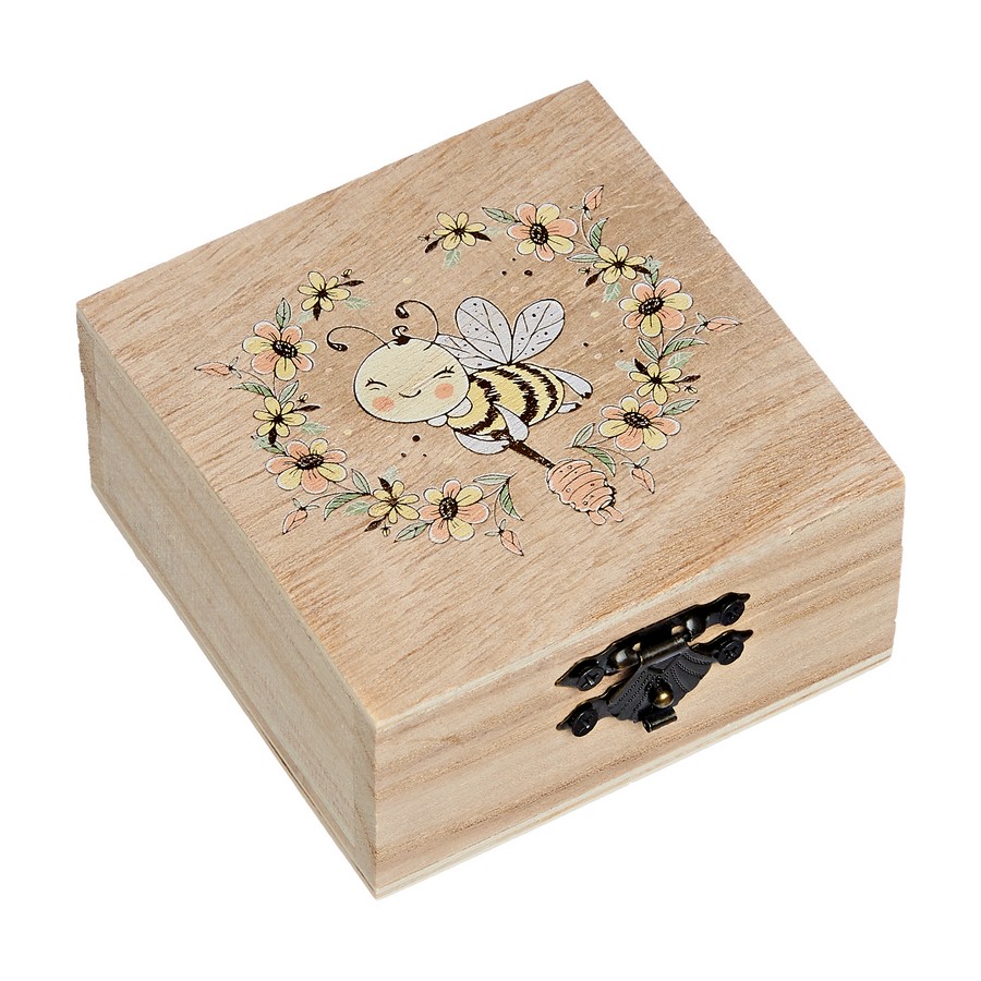 Μπομπονιέρα Βάπτισης Κουτάκι με Εκτύπωση 8x8x4cm Μέλισσα