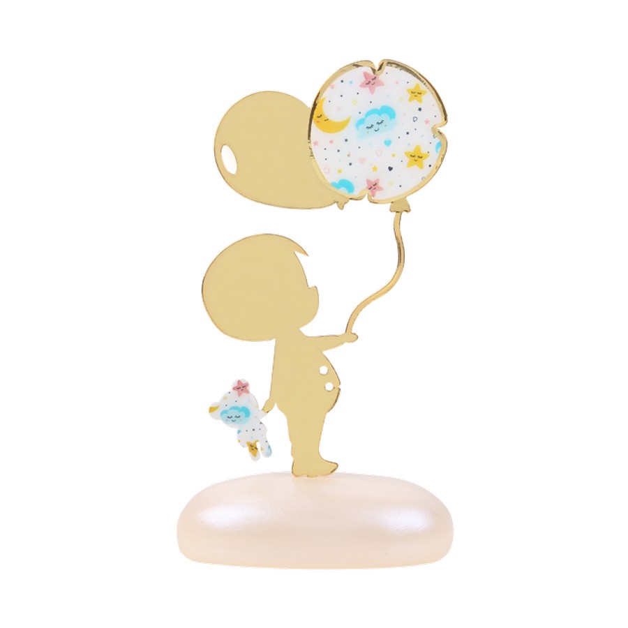 Μπομπονιέρα Βάπτισης Aγόρι με Μπαλόνι σε Βότσαλο 2201Α (Υ 12.5cm x Π 7cm)