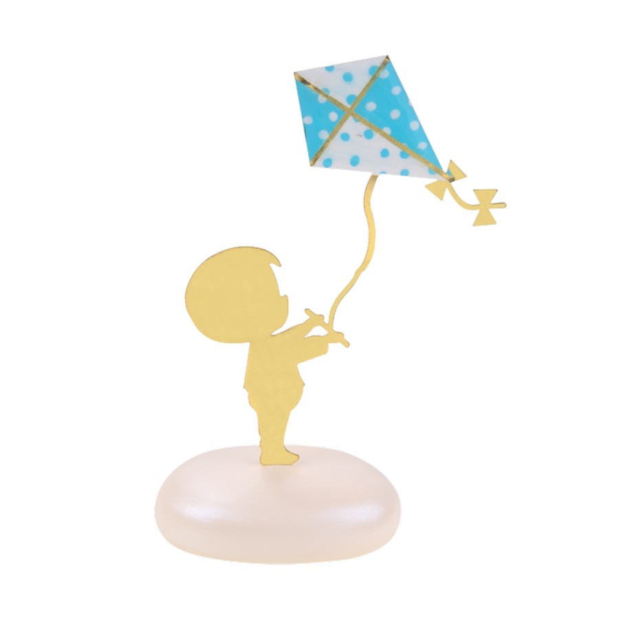 Μπομπονιέρα Βάπτισης Αγόρι με Χαρταετό σε Βότσαλο 2202Α (Υ 14cm x Π 8.5cm)