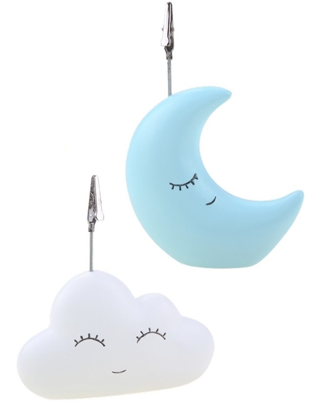 Μπομπονιέρα Βάπτισης Φεγγάρι Σιέλ & Σύννεφο 2200Α ( Υ 12cm)