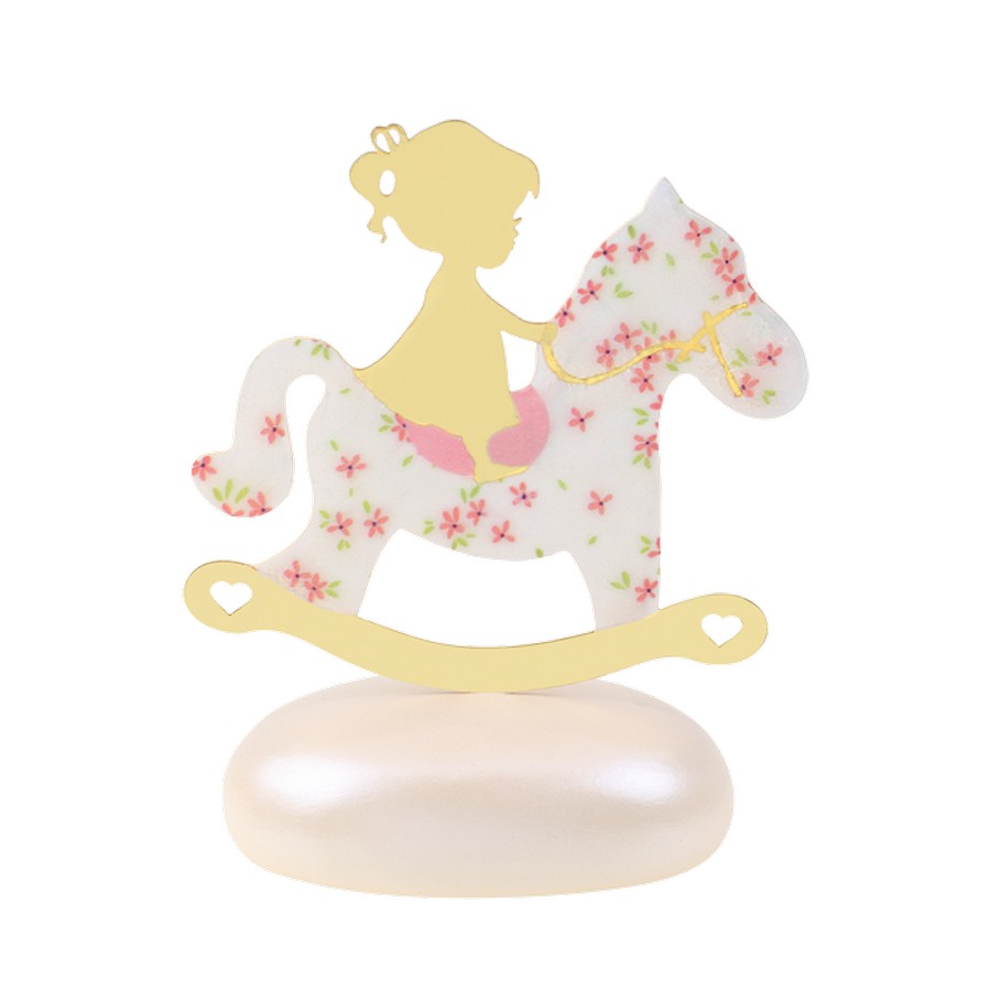 Μπομπονιέρα Βάπτισης Κορίτσι με Αλογάκι σε Βότσαλο  2203Β (Υ 10.5cm x Π 8cm)