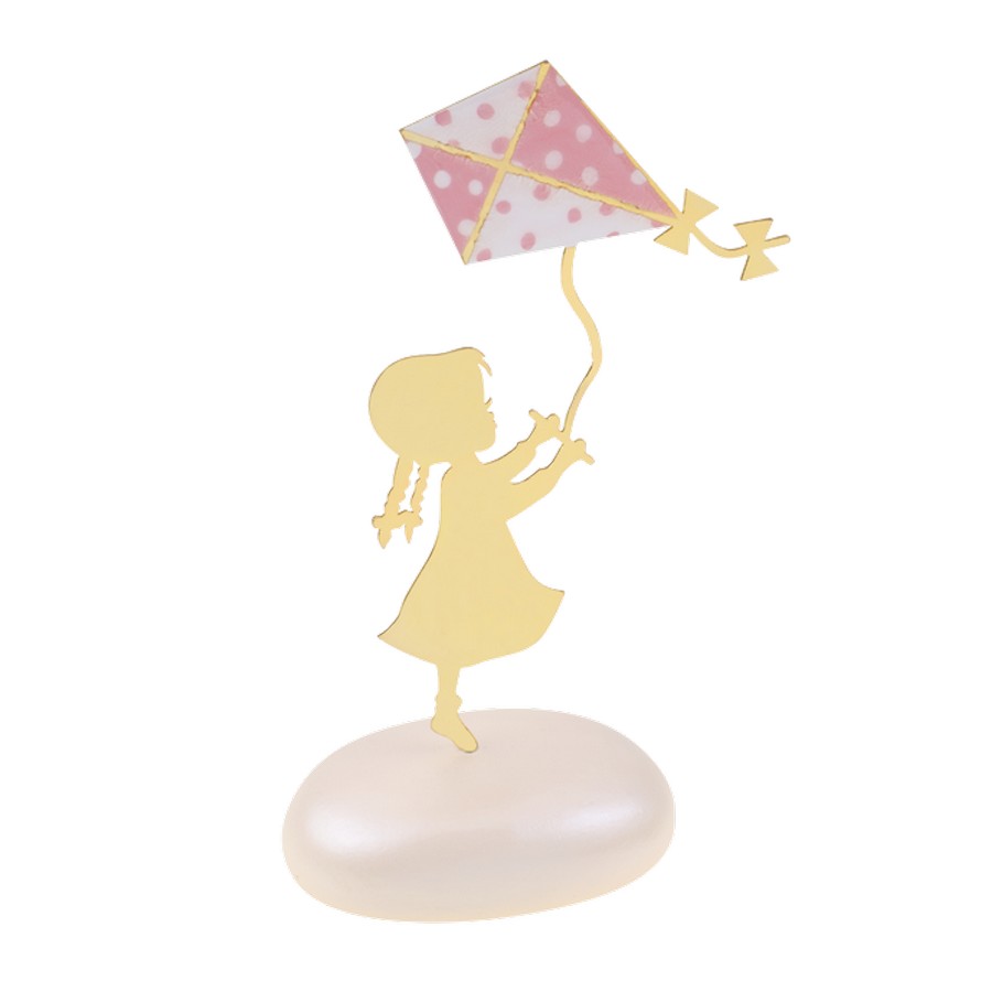 Μπομπονιέρα Βάπτισης Κορίτσι με Χαρταετό σε Βότσαλο 2202Β (Υ 14cm x Π 8.5cm)