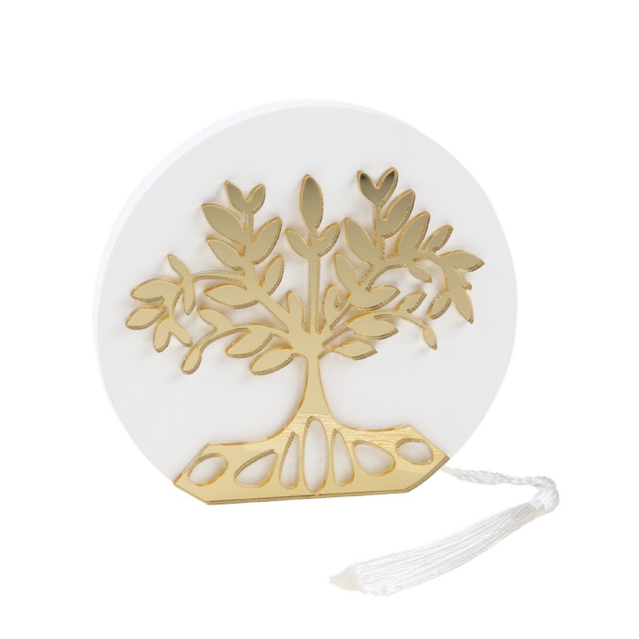 Μπομπονιέρα Γάμου-Βάπτισης Δέντρο με Φούντα Διακοσμητικό  2208 (Υ 9.8cm Χ Π 10.4cm)