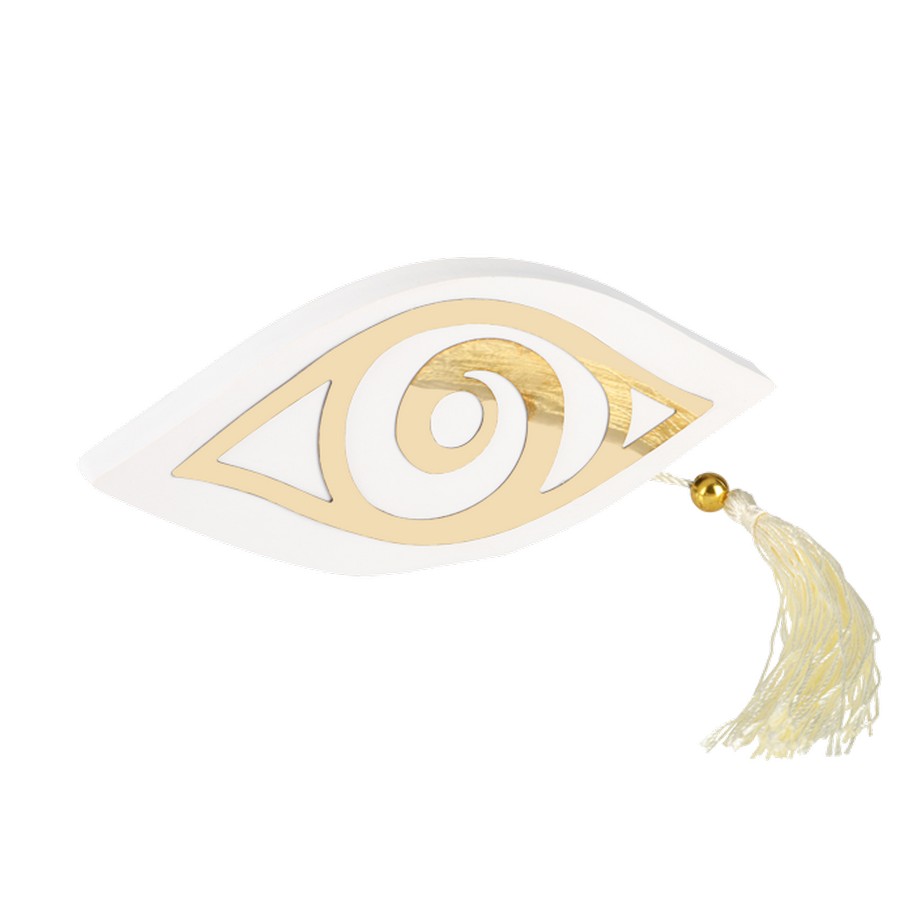 Μπομπονιέρα Γάμου-Βάπτισης Μάτι Χρυσό με Φούντα Διακοσμητικό 9139 (Υ 6cm Χ Π 13,5cm)