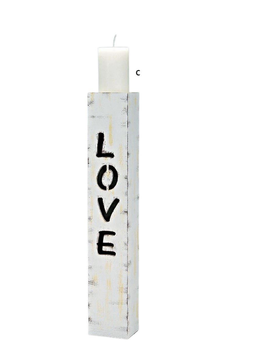 Λαμπάδες Γάμου Ξύλινη Βάση Love 20Χ20Χ120CM Ζευγάρι