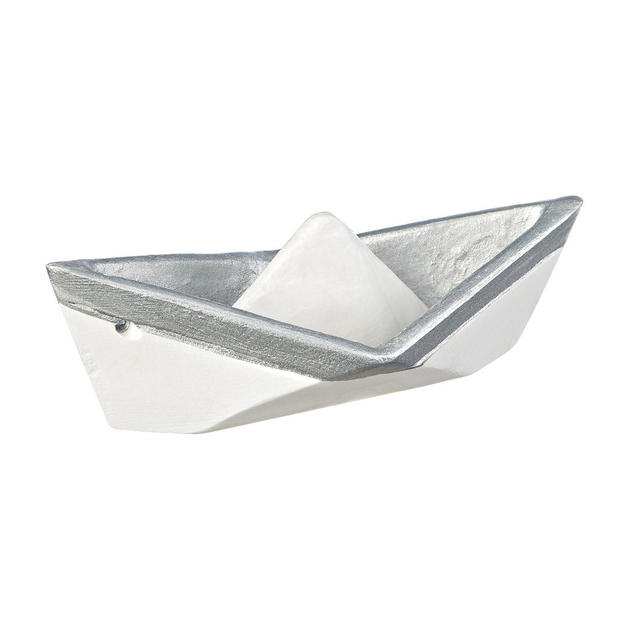 Κεραμικές Μπομπονιέρες  Καραβάκι 10x5x3cm Ασημί