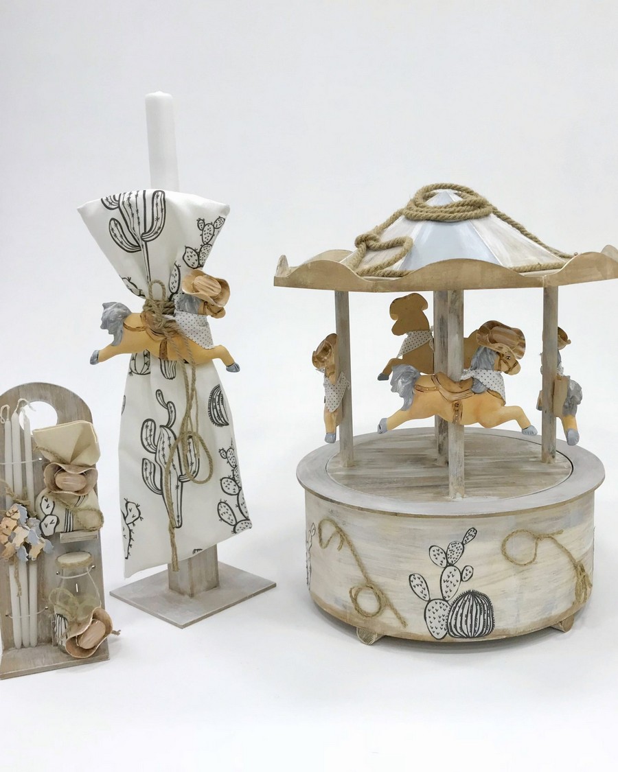 Βαπτιστικό Σετ Wild West με χρώματα γκρι μπεζ A18-030.