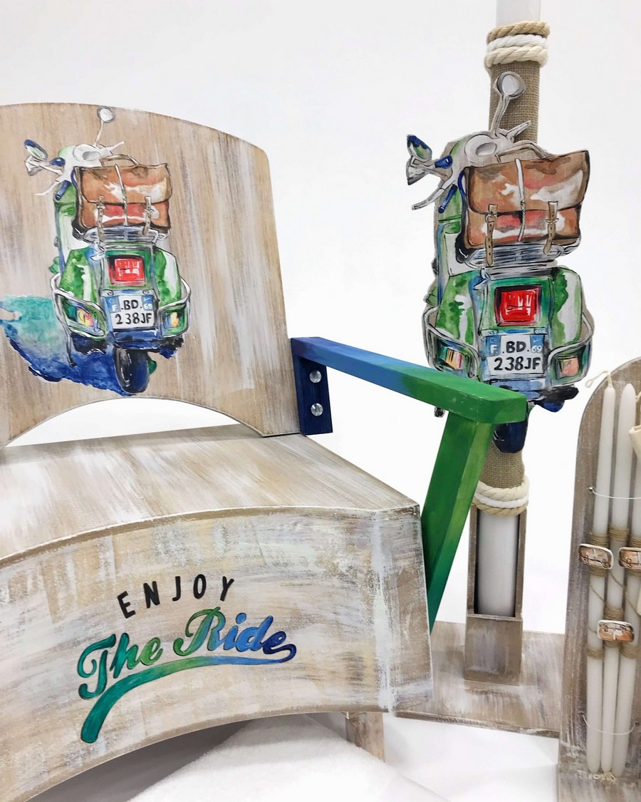 Βαπτιστικό Σετ Enjoy The Ride με χρώματα φυσικά μπλε πράσινο A19-007.