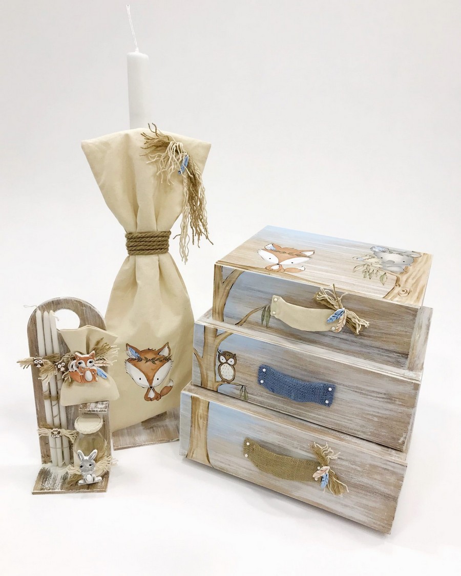 Βαπτιστικό Σετ Sweet Forest με χρώματα φυσικά σιέλ.