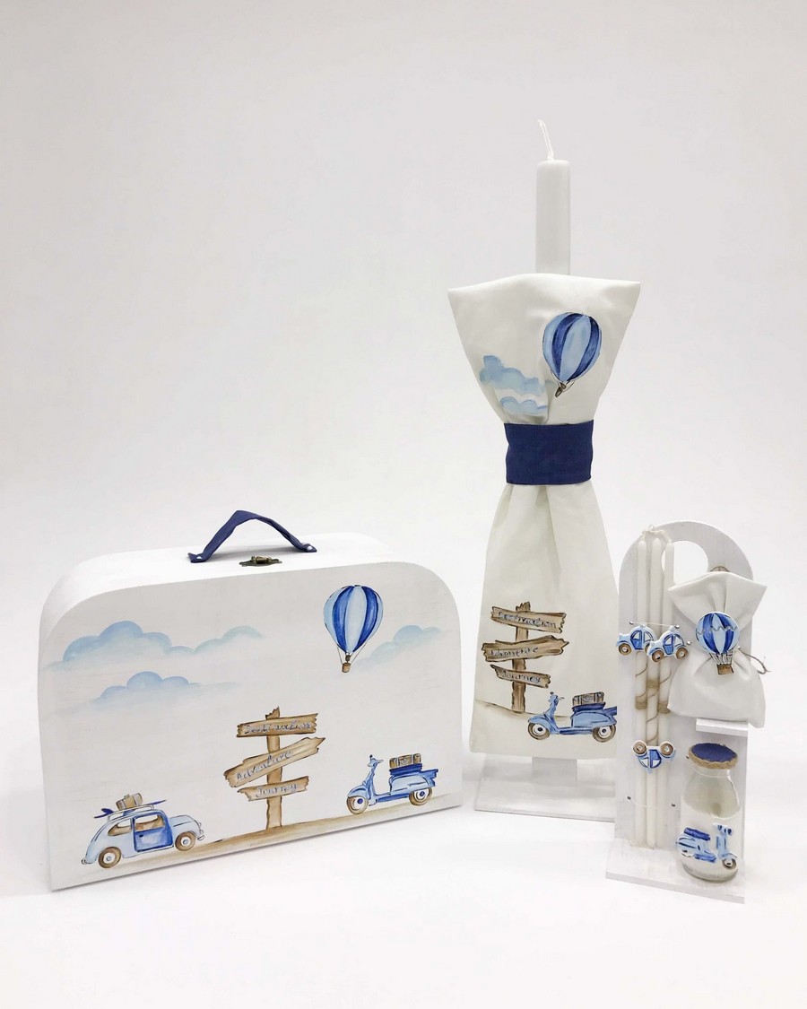 A19-030 On the road (12) Βαπτιστικό Σετ On the Road με χρώματα μπλε. - Image 1