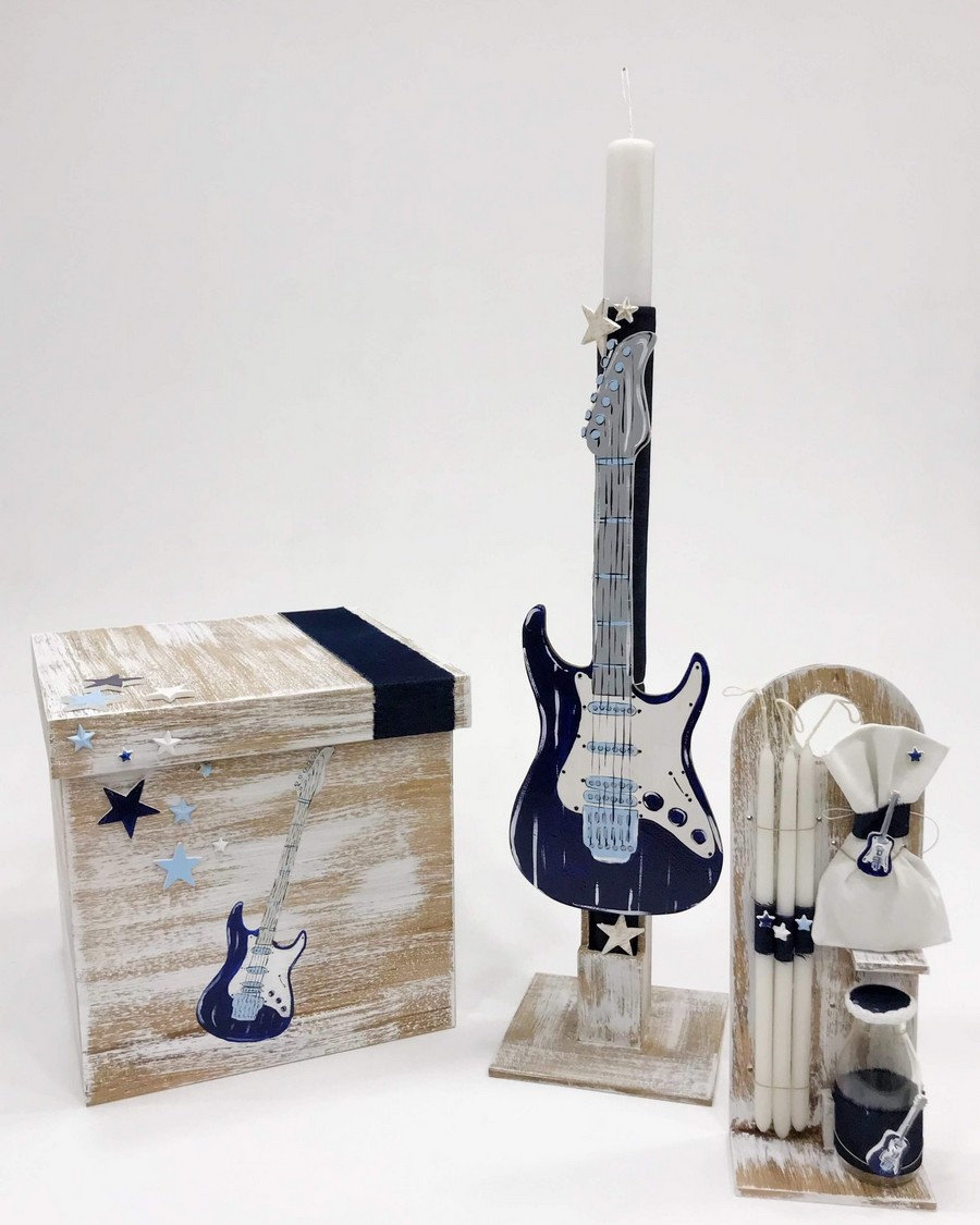 A19-037 Let's Rock (1) Βαπτιστικό Σετ Let's Rock με χρώματα μπλε. - Image 1