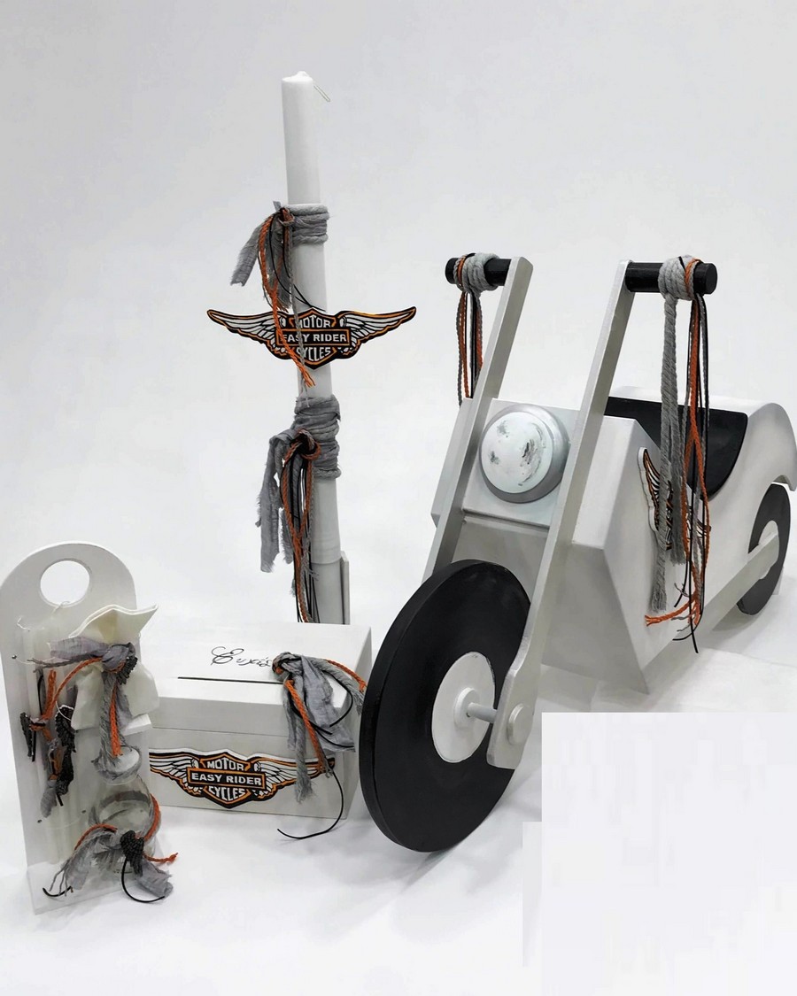 Βαπτιστικό Σετ Easy Rider με χρώματα λευκό γκρι.