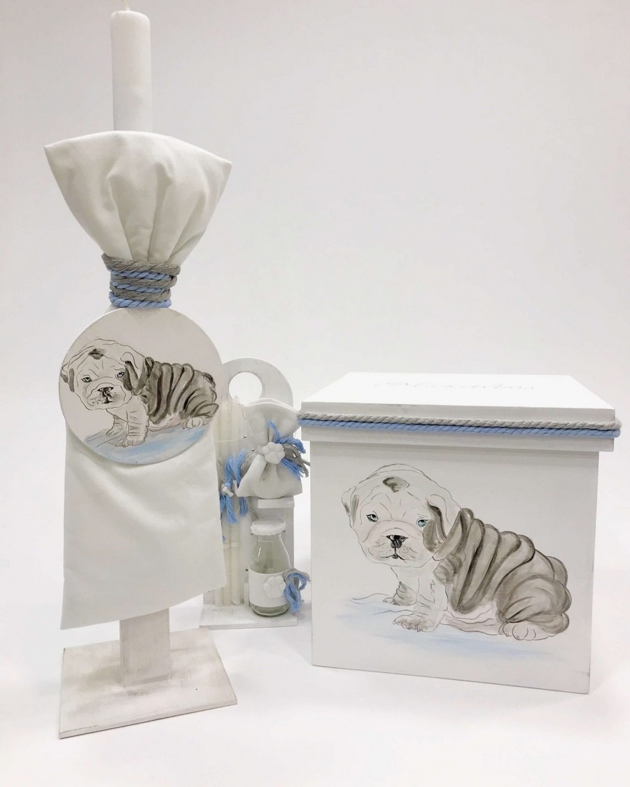 Βαπτιστικό Σετ My little Friend με χρώματα γκρι γαλάζιο.