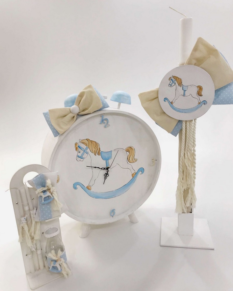 Βαπτιστικό Σετ Carousel Love με χρώματα μπεζ και γαλάζιο.