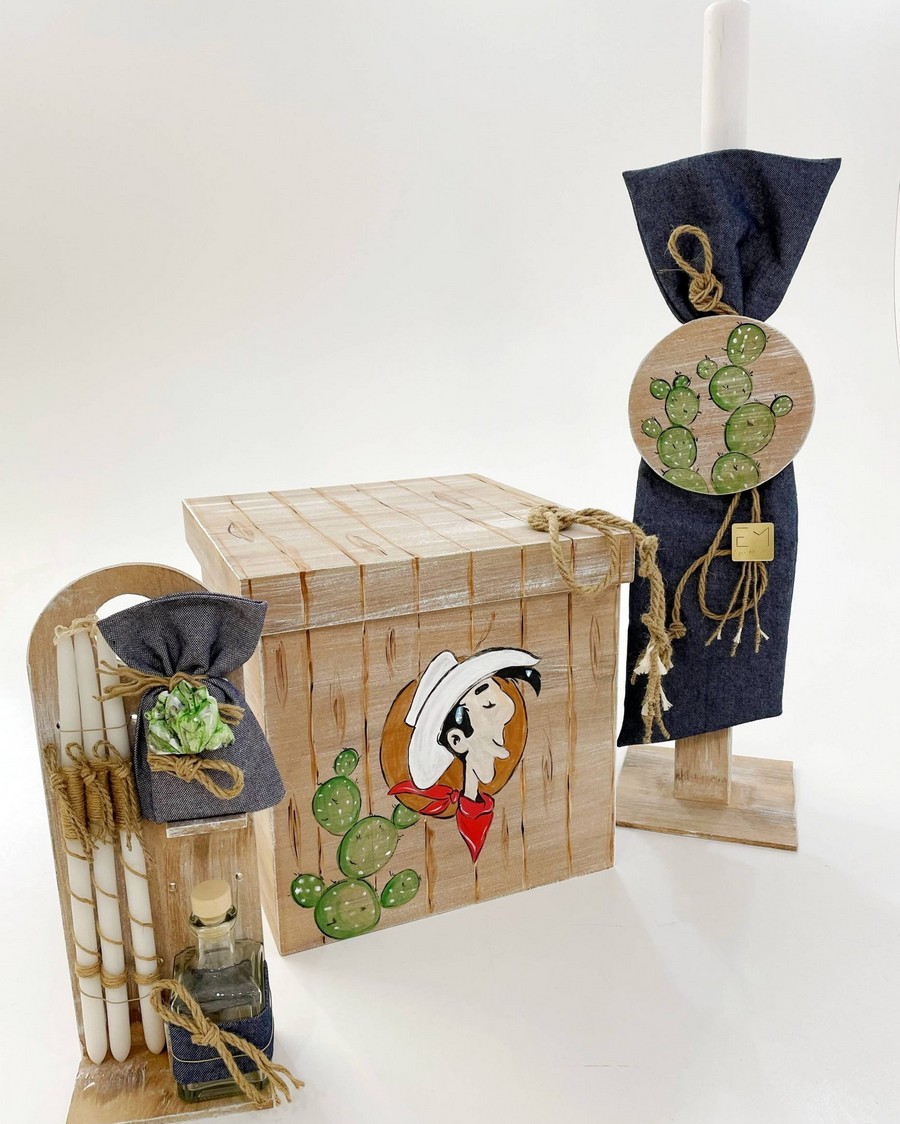 Βαπτιστικό Σετ Famous CowBoy με χρώματα καφέ και γκρι.