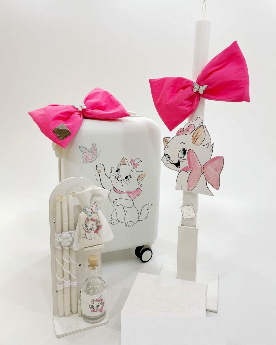 Βαπτιστικό Σετ Ψιψίνα με χρώματα λευκό ροζ K22-049