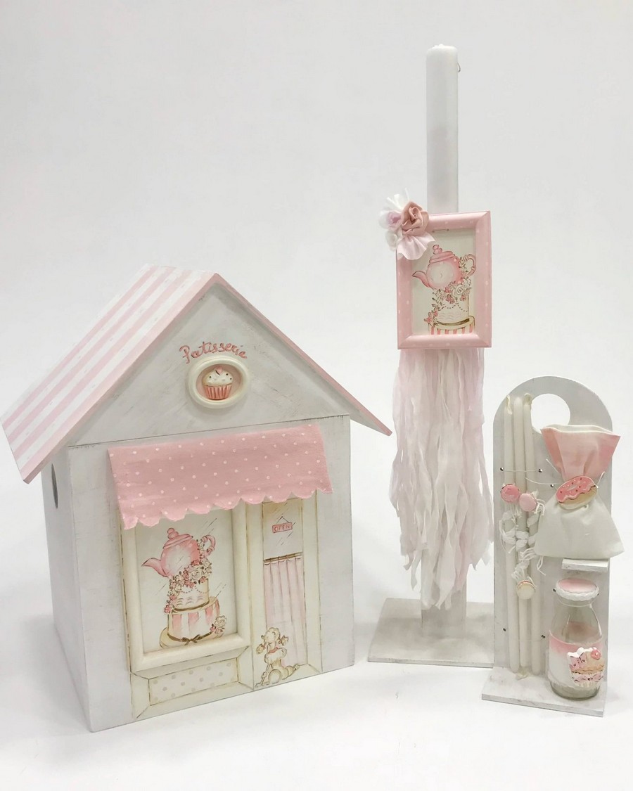 Βαπτιστικό Σετ  Patisserie με χρώματα ροζ γκρι K18-023