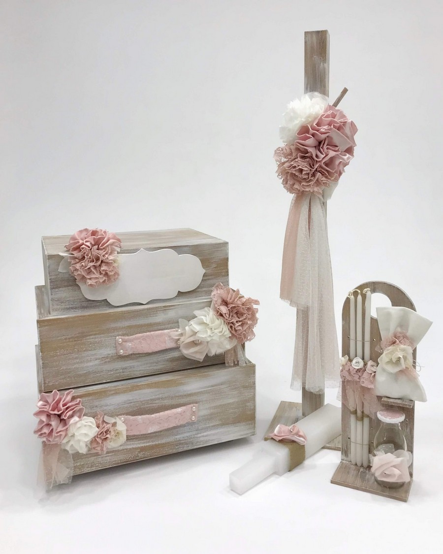 Βαπτιστικό Σετ  Garden με χρώματα σάπιο μήλο ,λευκό K19-015