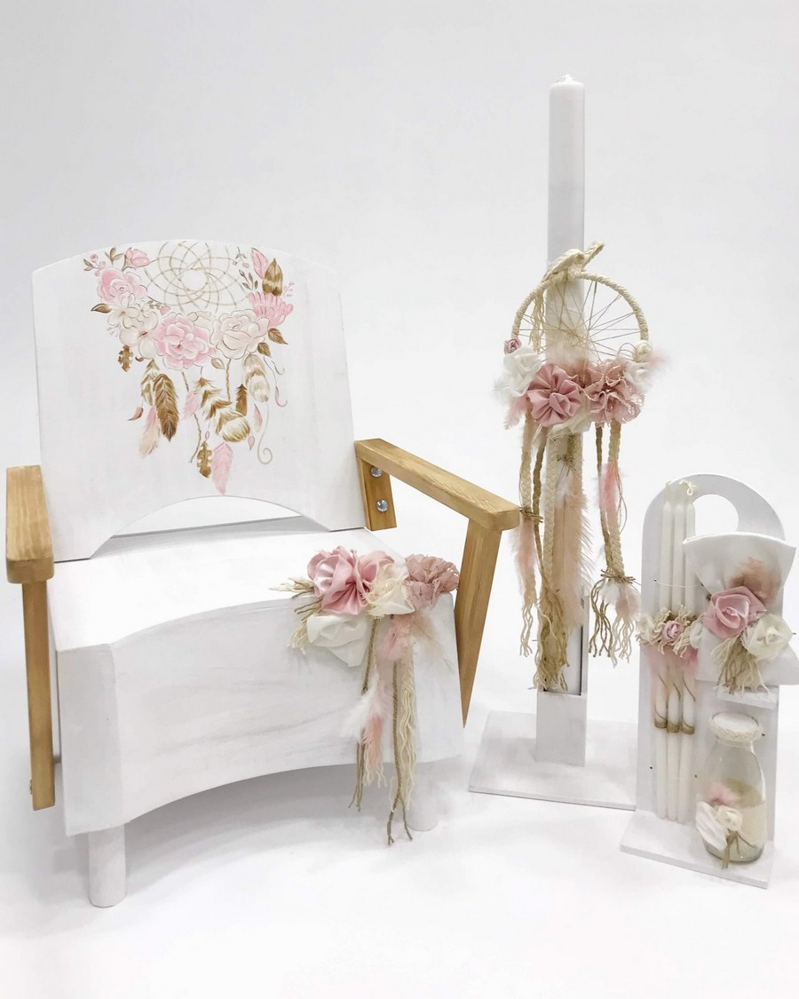 Βαπτιστικό Σετ  Dreamcatcher με χρώματα σάπιο μήλο K19-027