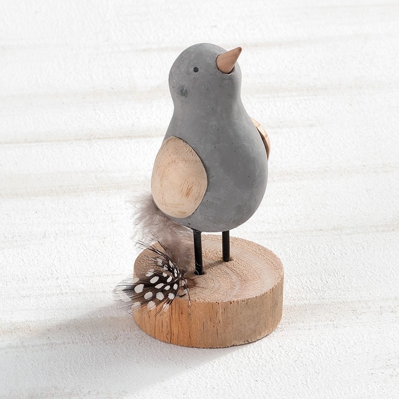 Διακοσμητικό πουλάκι από ξύλο & τσιμέντο