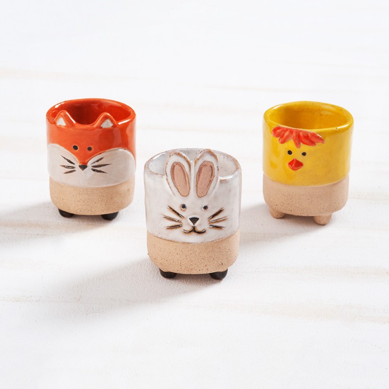 Πήλινη αυγοθήκη ζωάκια