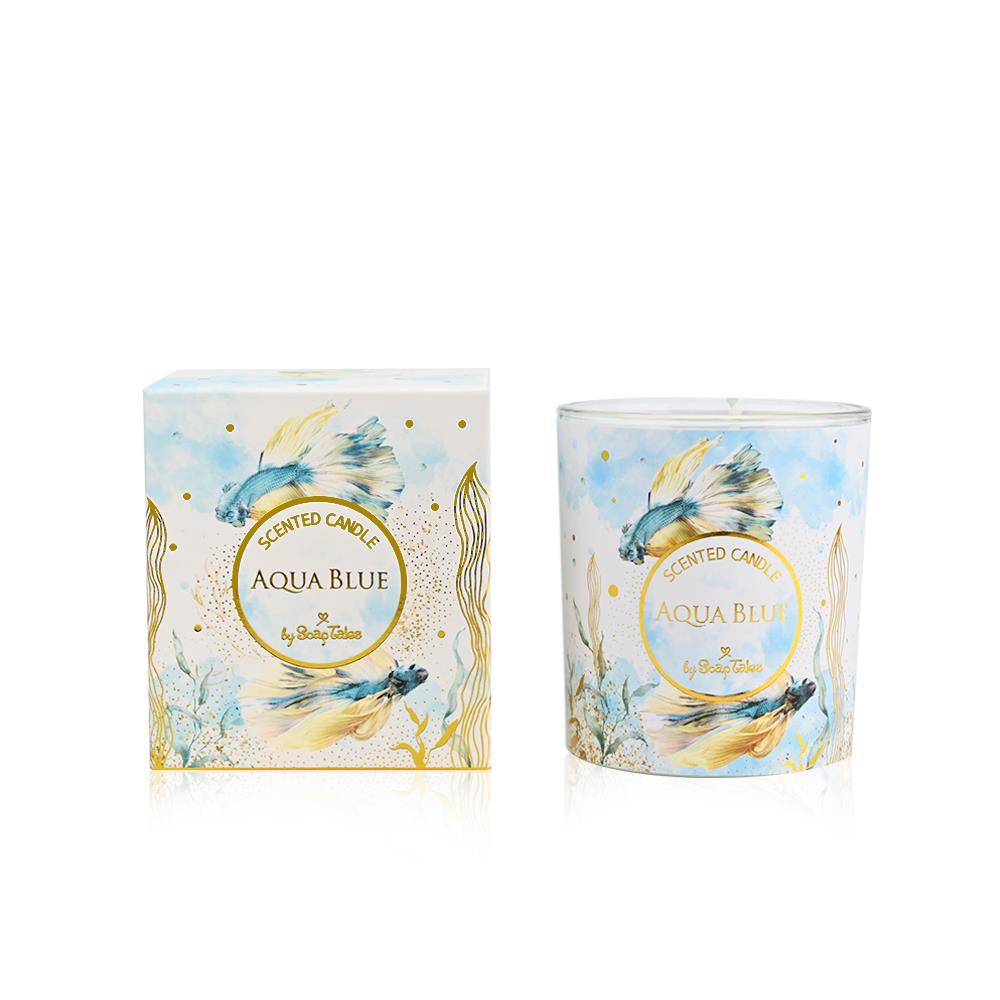 Μπομπονιέρα Κερί aqua blue με χρώμα σιέλ.