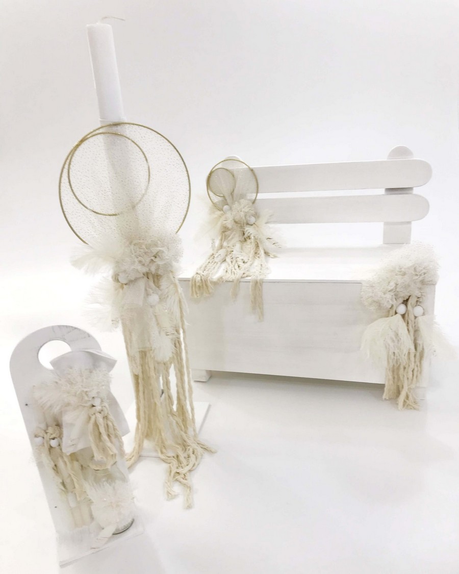 Βαπτιστικό Σετ Feather Balloon με χρώματα λευκά K21-002