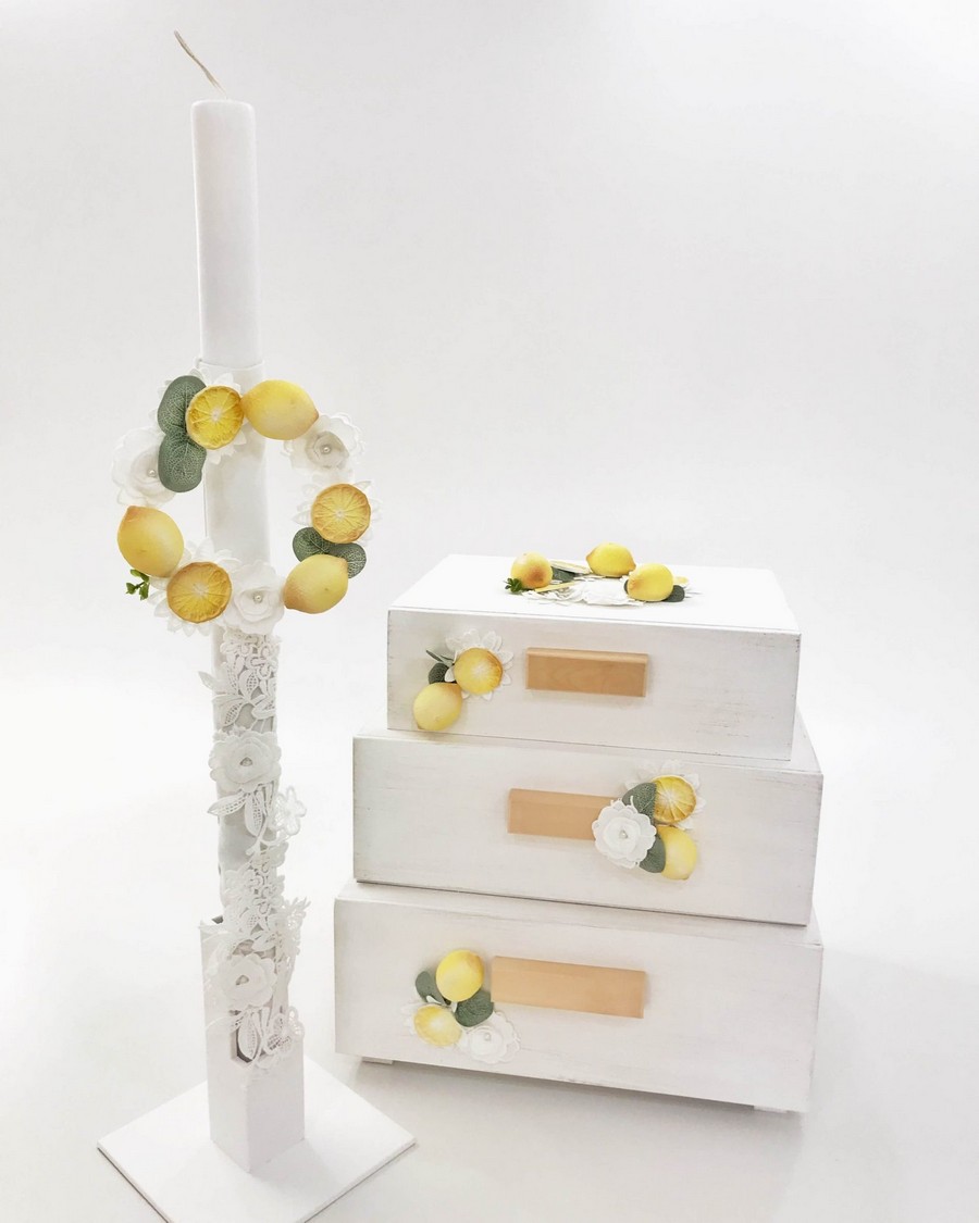 Βαπτιστικό Σετ Lemon Love με χρώματα λευκό,κίτρινο K21-006