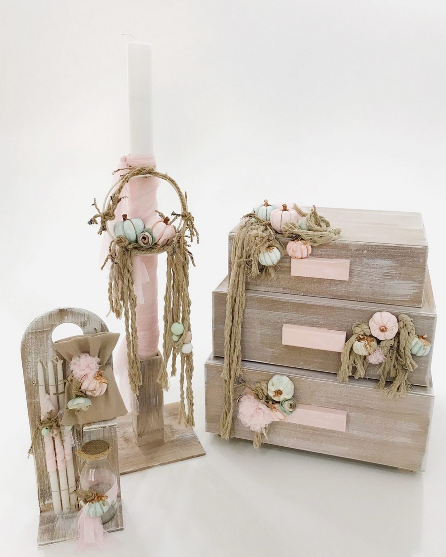 Βαπτιστικό Σετ Pumpkin Love με χρώματα ροζ και μέντα K21-008